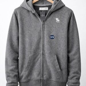 NWT Abercrombie & Fitch Kids Hoodie Jacket Gray Casual peep unisex boy girl